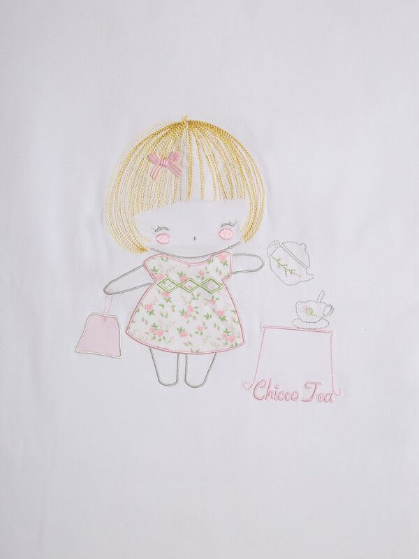 White and Pink Embroidered Pram Blanket image number null